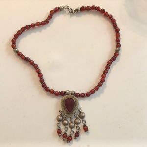 Antique Tribal Bedouin Festival Garnet Necklace